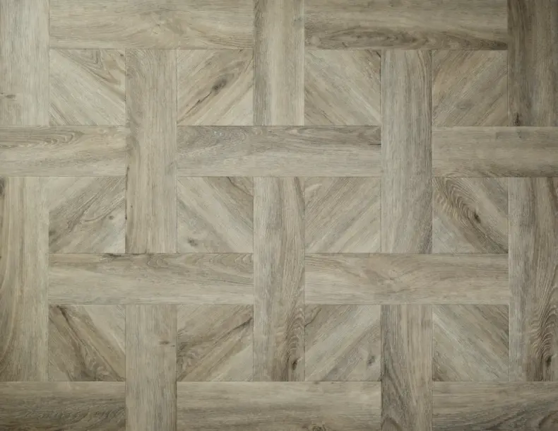 View of Dove Oak (Basketweave) luxury vinyl tile by Elements Inspirations