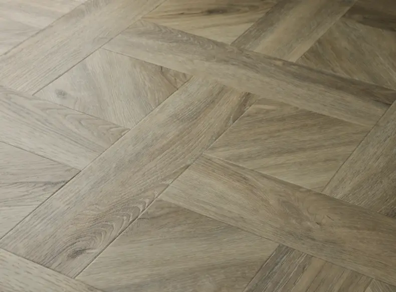 View of Dove Oak (Basketweave) luxury vinyl tile by Elements Inspirations
