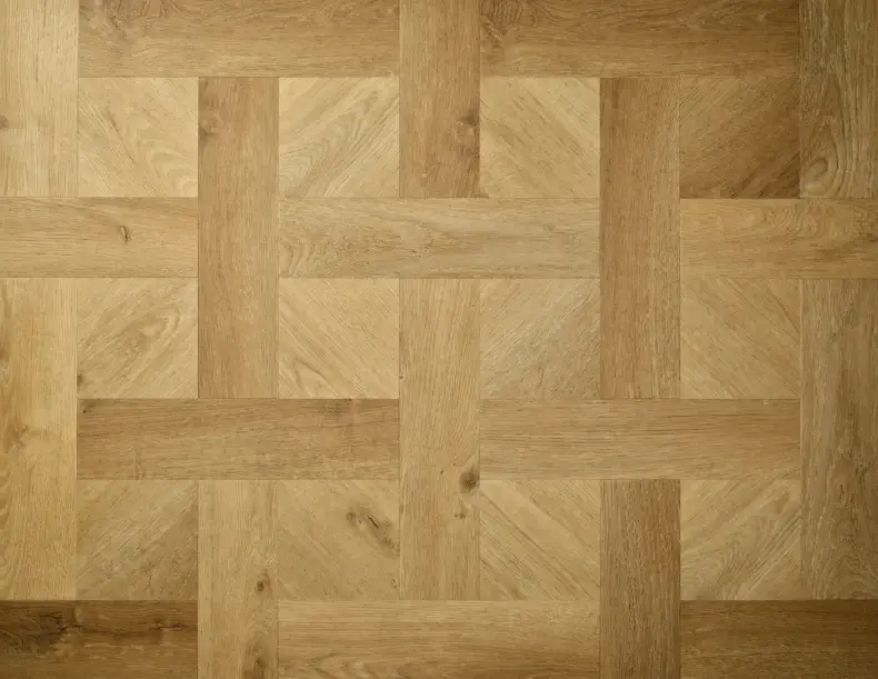 View of Natural Oak (Basketweave) luxury vinyl tile by Elements Inspirations