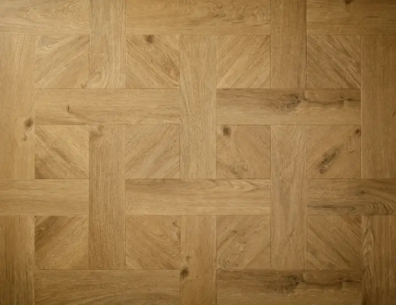 View of Barn Oak (Basketweave) luxury vinyl tile by Elements Inspirations