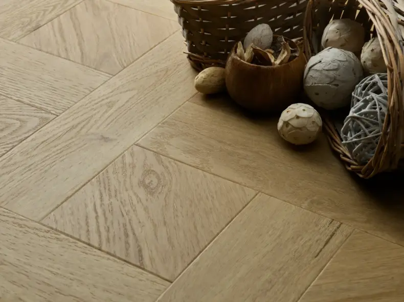 View of Classic Oak (Basketweave) luxury vinyl tile by Elements Inspirations