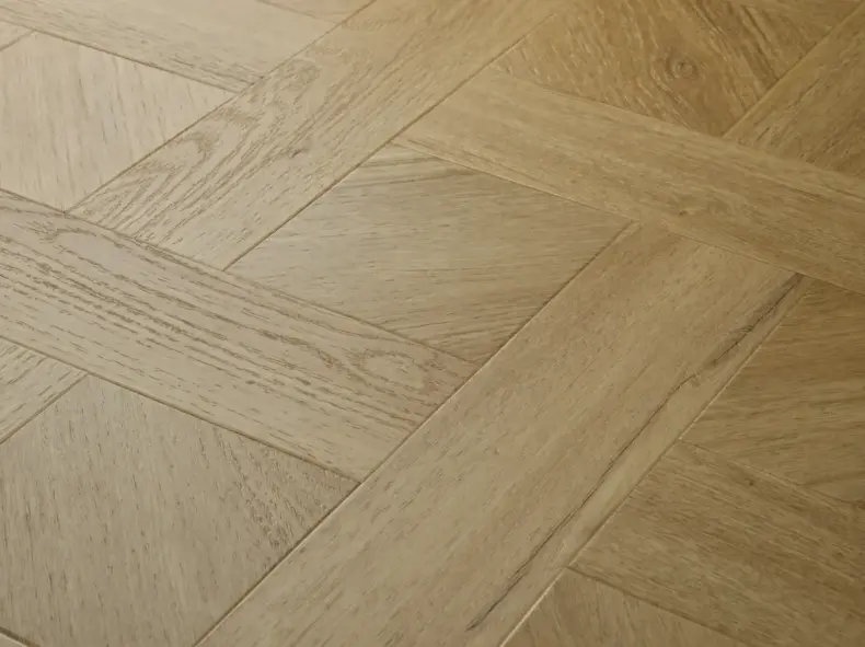 View of Classic Oak (Basketweave) luxury vinyl tile by Elements Inspirations