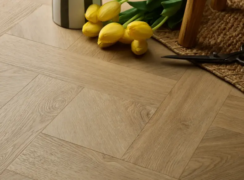 View of Holm Oak (Basketweave) luxury vinyl tile by Elements Inspirations