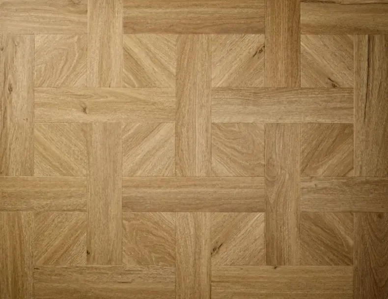 View of Golden Oak (Basketweave) luxury vinyl tile by Elements Inspirations