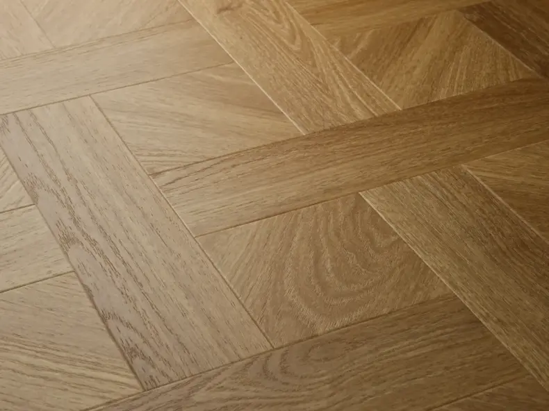 View of Golden Oak (Basketweave) luxury vinyl tile by Elements Inspirations