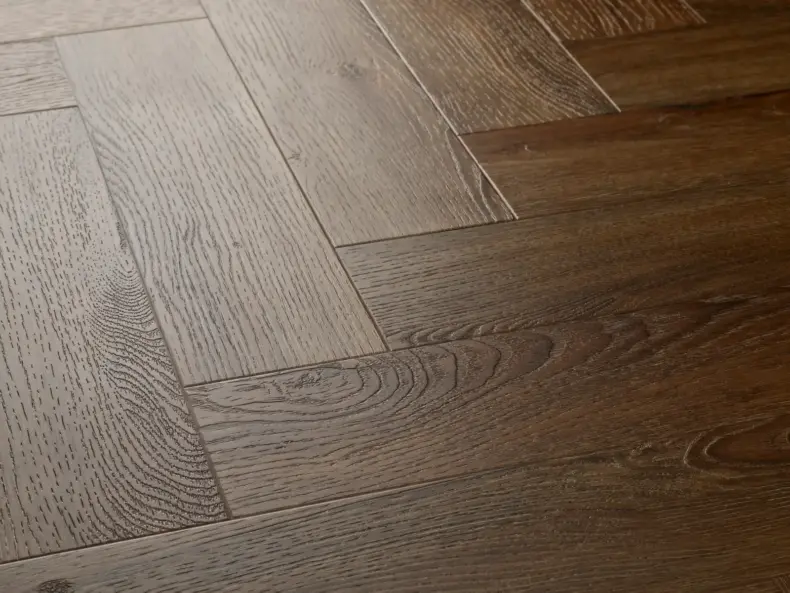 View of Espresso (Herringbone) luxury vinyl tile by Elements Inspirations