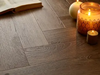 View of Espresso (Herringbone) luxury vinyl tile by Elements Inspirations