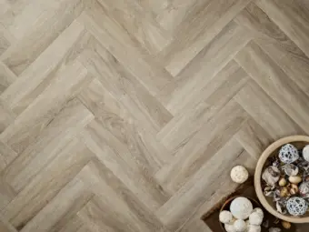 View of Limed Oak (Herringbone) luxury vinyl tile by Elements Inspirations