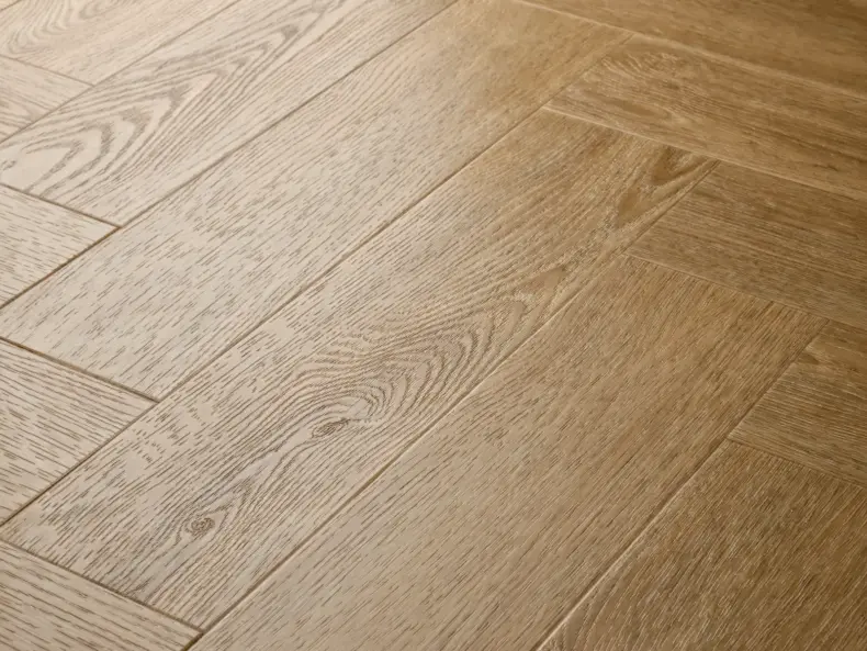 View of Holm Oak (Herringbone) luxury vinyl tile by Elements Inspirations