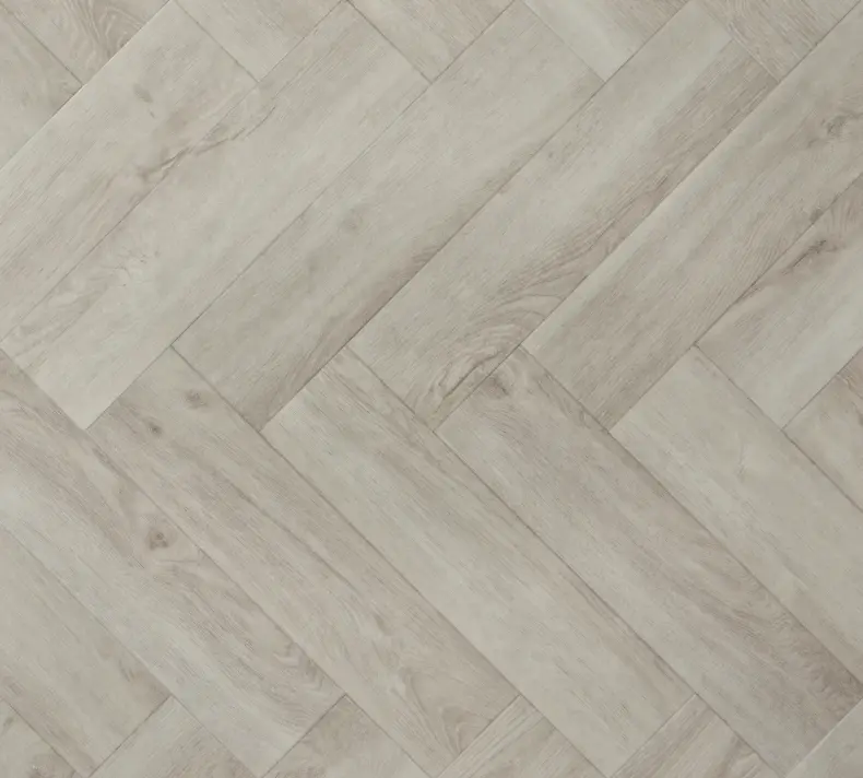 View of White Ash (Herringbone) luxury vinyl tile by Elements Inspirations