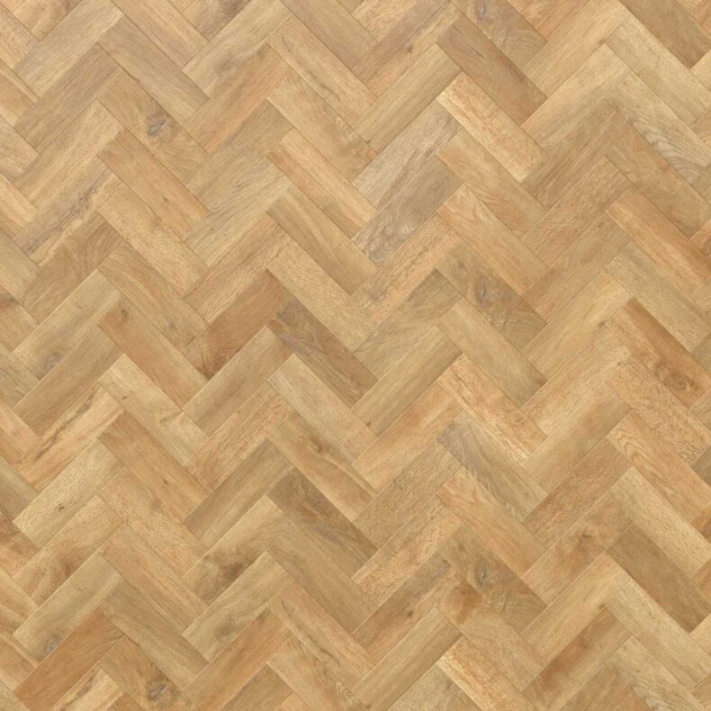 View of AP01 Blond Oak Parquet luxury vinyl tile by Karndean