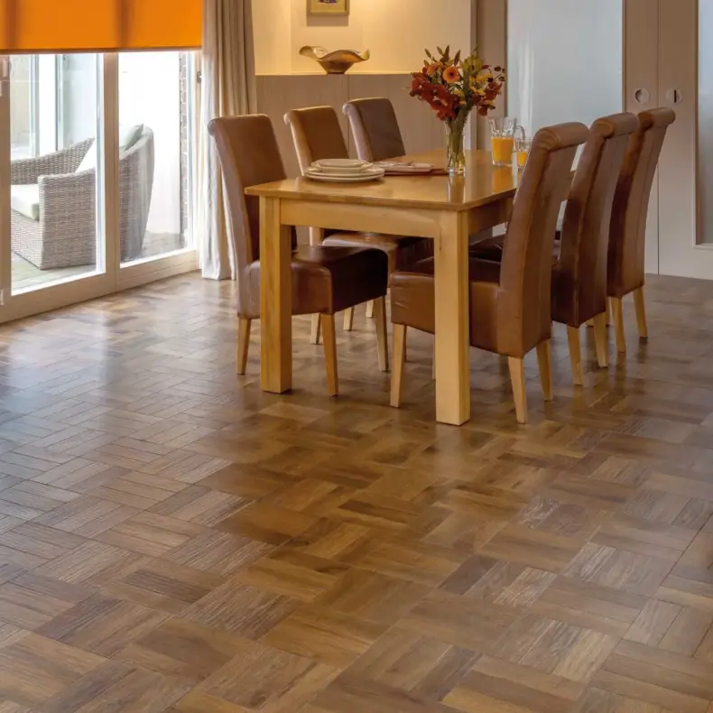 View of AP02 Dawn Oak Parquet luxury vinyl tile by Karndean