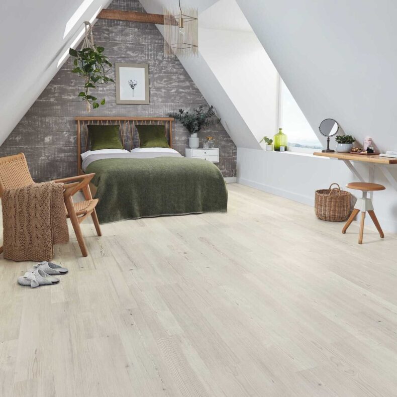View of KP131 Grey Scandi Pine luxury vinyl tile by Karndean