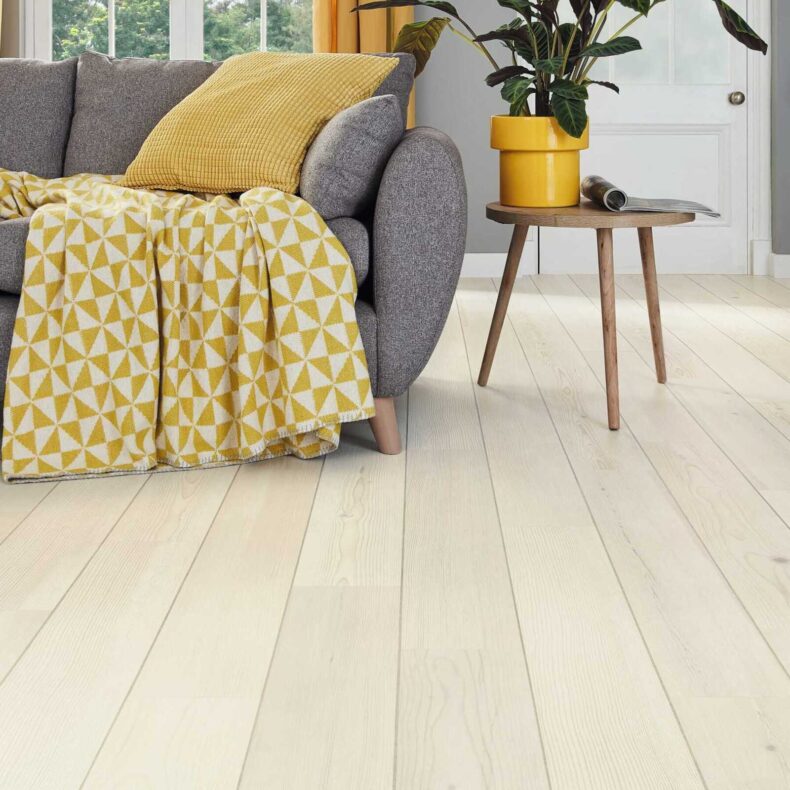View of KP132 Washed Scandi Pine luxury vinyl tile by Karndean