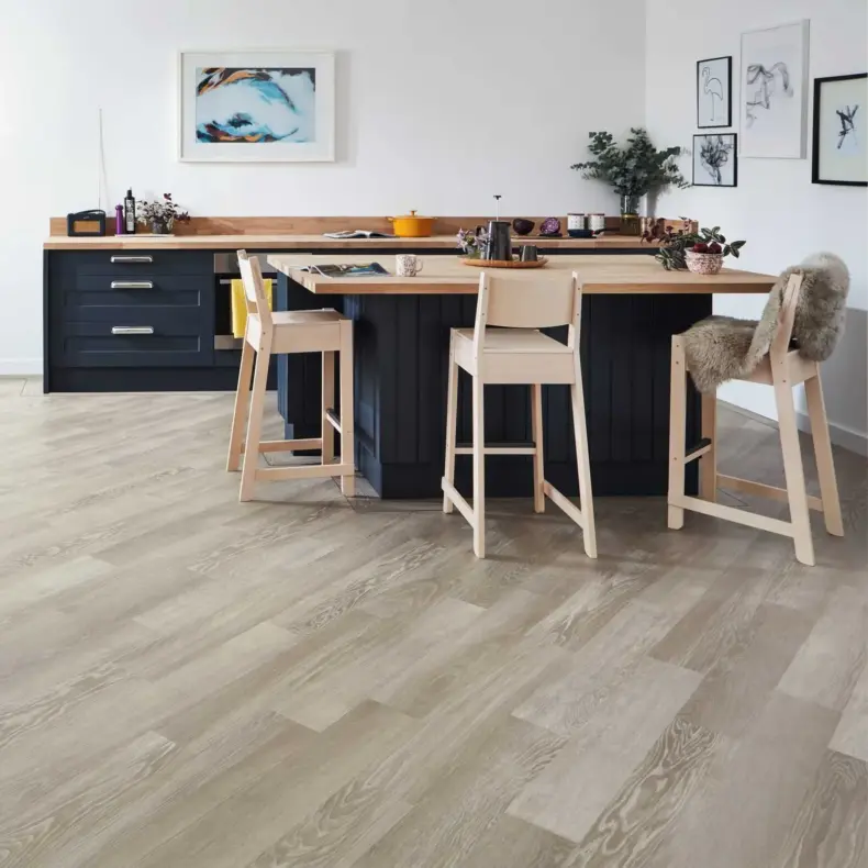 View of KP138 Grey Limed Oak luxury vinyl tile by Karndean
