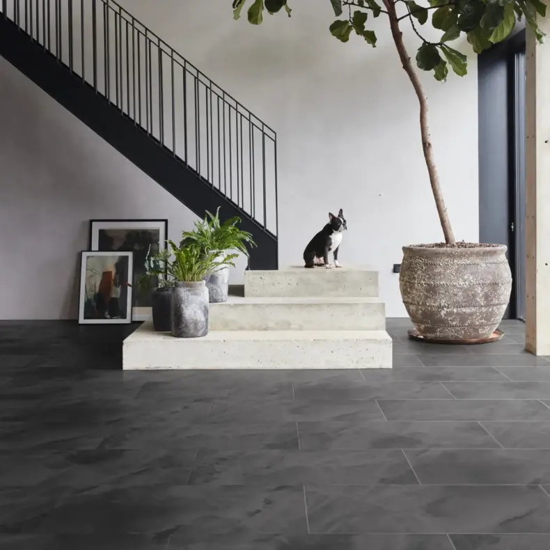 View of LM34 Black Onyx luxury vinyl tile by Karndean