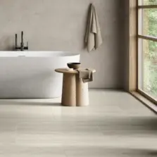 View of LM37 Silk Travertino luxury vinyl tile by Karndean