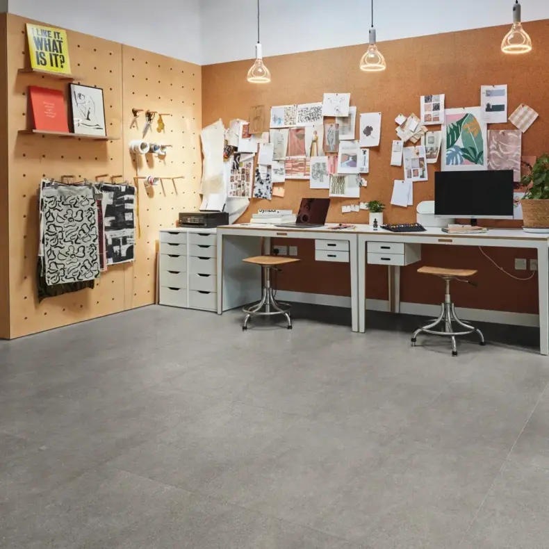 View of LM46 Cambric Stone luxury vinyl tile by Karndean