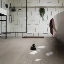 View of RL33 Grey Artisan Oak luxury vinyl tile by Karndean