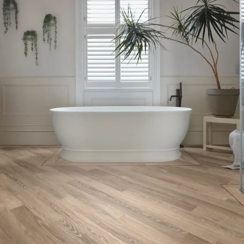 View of RL47 Limed Linen Oak luxury vinyl tile by Karndean