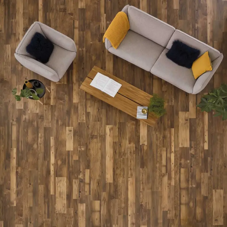 View of RPL-EW21 Reclaimed Chestnut luxury vinyl tile by Karndean