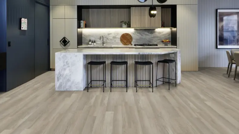 View of SCB-KP138-6 Grey Limed Oak luxury vinyl tile by Karndean