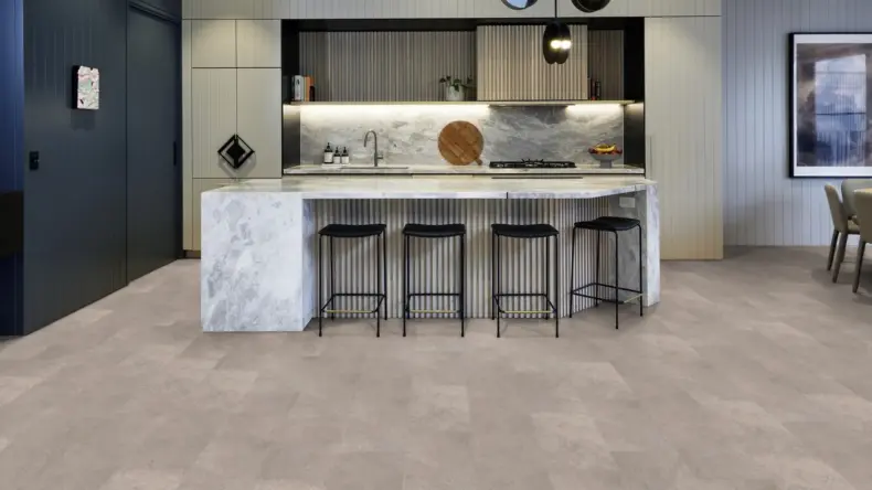 View of SCB-ST13-18 Portland Stone luxury vinyl tile by Karndean
