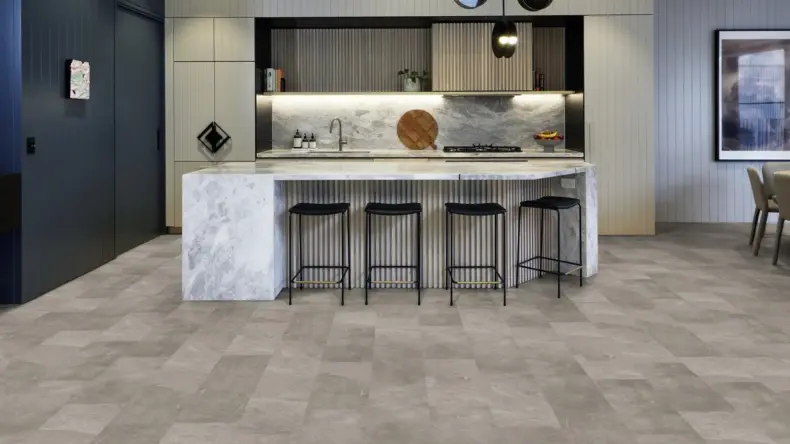 View of SCB-ST16-18 Grey Riven Slate luxury vinyl tile by Karndean