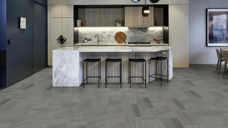 View of SCB-ST19-18 Honed Charcoal Slate luxury vinyl tile by Karndean