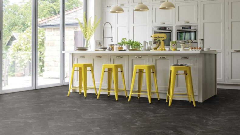 View of SM-ST28 Midnight Marble luxury vinyl tile by Karndean
