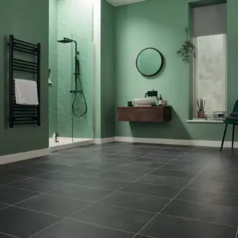 View of ST15 Black Riven Slate luxury vinyl tile by Karndean