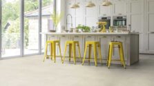 View of ST18 Ivory Riven Slate luxury vinyl tile by Karndean