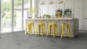 View of ST19 Honed Charcoal Slate luxury vinyl tile by Karndean