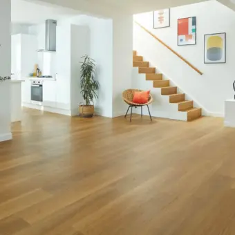View of VGW122T Golden Brushed Oak luxury vinyl tile by Karndean