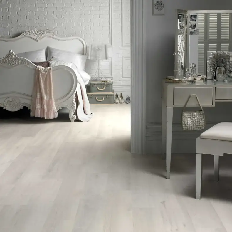 View of VGW80T White Washed Oak luxury vinyl tile by Karndean