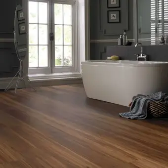 View of VGW87T Walnut luxury vinyl tile by Karndean