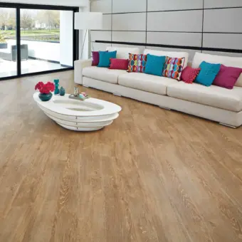 View of VGW94T Honey Oak luxury vinyl tile by Karndean