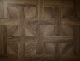 View of Tudor Oak (Basketweave) luxury vinyl tile by Textures LVT