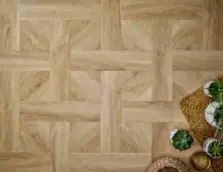 View of Washed Oak (Basketweave) luxury vinyl tile by Textures LVT