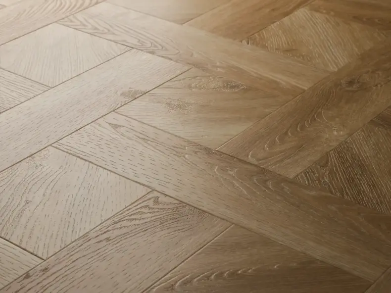 View of Washed Oak (Basketweave) luxury vinyl tile by Textures LVT