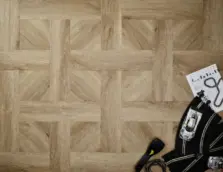 View of Weathered Oak (Basketweave) luxury vinyl tile by Textures LVT