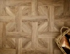 View of Distressed Oak (Basketweave) luxury vinyl tile by Textures LVT