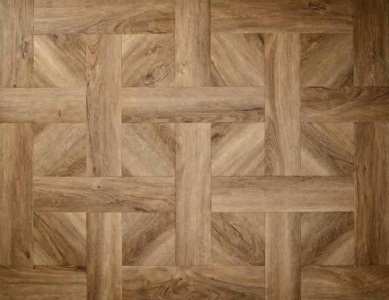 View of Distressed Oak (Basketweave) luxury vinyl tile by Textures LVT