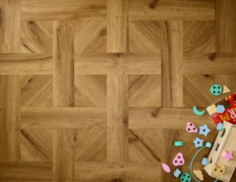 View of Honey Oak (Basketweave) luxury vinyl tile by Textures LVT