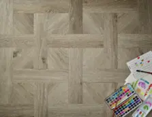 View of Ash (Basketweave) luxury vinyl tile by Textures LVT