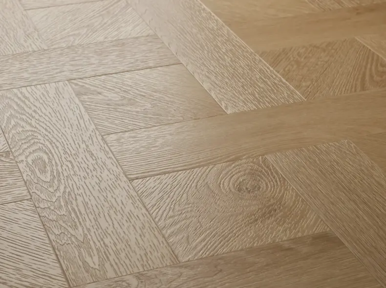 View of Blonde Oak (Basketweave) luxury vinyl tile by Textures LVT