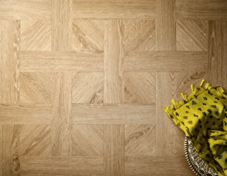 View of Light Oak (Basketweave) luxury vinyl tile by Textures LVT