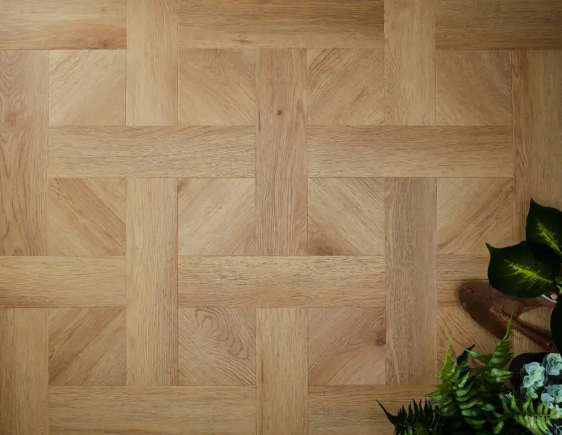 View of Summer Oak (Basketweave) luxury vinyl tile by Textures LVT