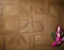 View of Traditional Oak (Basketweave) luxury vinyl tile by Textures LVT
