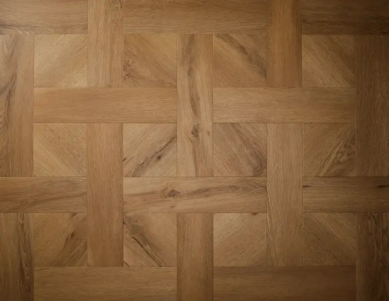 View of Traditional Oak (Basketweave) luxury vinyl tile by Textures LVT